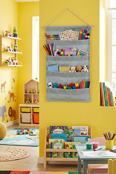 HAMUR Over the Door Hanger 4-Section Bathroom Cabinet Organizer Children's Room over Door Wall Organizer Well Gray