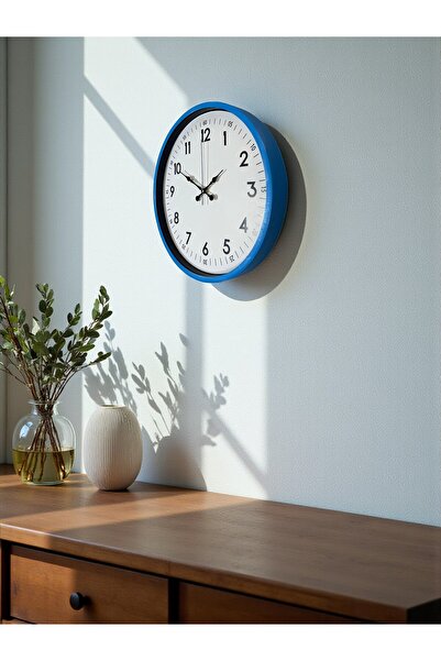 DENİSAM Zentime 36 cm Blue Decorative Wall Clock