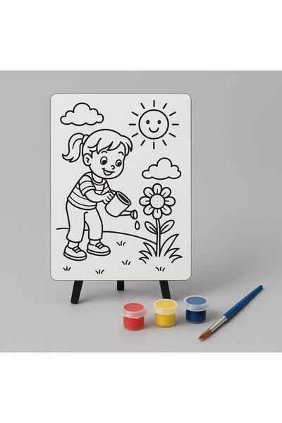 Bebek Özel Children's Wooden Paintable Desktop Model Board with Legs Model 058