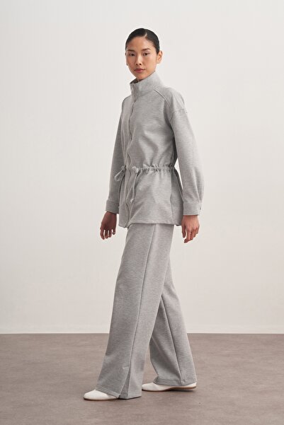 EBU Prive Γυναικείο Σετ Αθλητικό Μπουφάν Interlock O oversized Γκρι Μελανζ