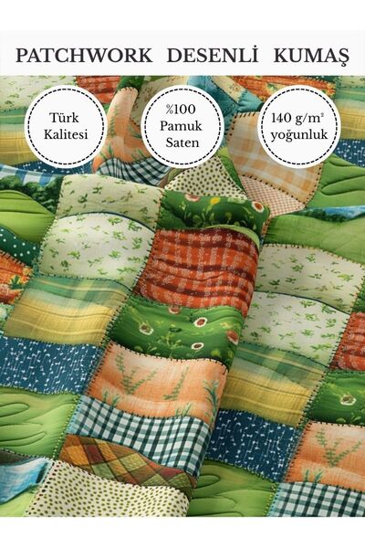 FabricMarket bumbac 100% Țesătură din satin patchwork – 155×100 cm – Pentru c...