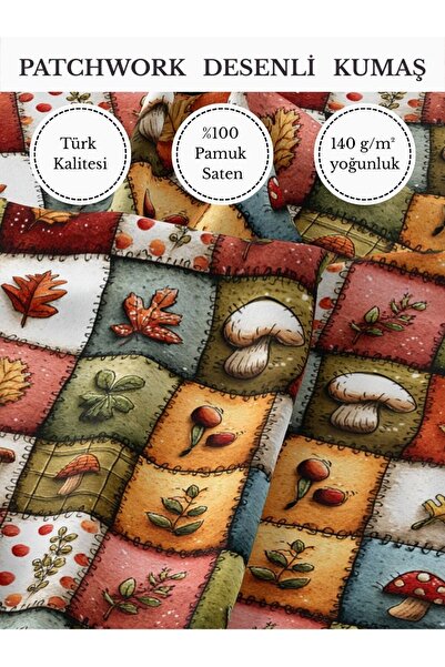 FabricMarket %100 Pamuk Saten Patchwork Kumaş – 155×100 cm – Dikiş ve DIY İçin