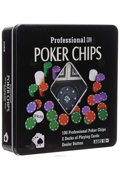 OEM Set jetoane poker profesional – 100 jetoane, 2 pachete de carti, poker chips pentru jocuri de masa