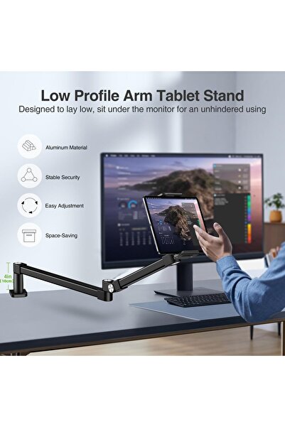 Elitehood iPad Desk Mount Heavy Duty Adjustable iPad Arm Mount with Clamp (4.7-15.6in)