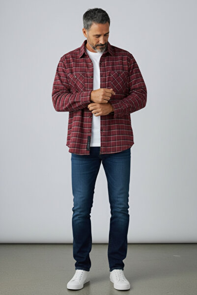 Butik Wide Fit Quality Winter Thick Double Pocket Dad Shirt