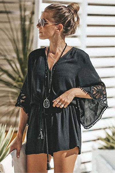 WildFashion Casual short jumpsuit with embroidery and tassels N854-1