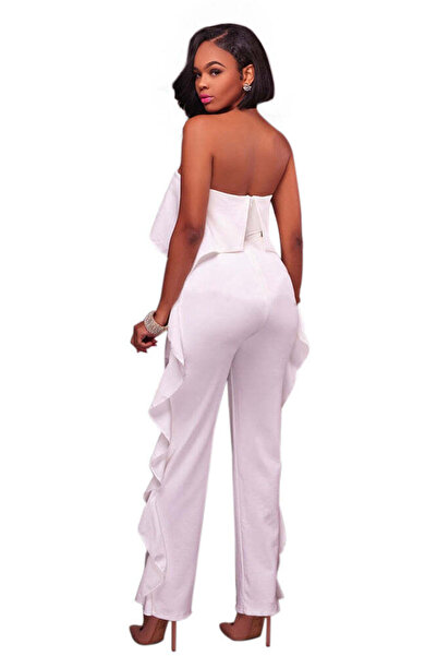 WildFashion Elegant long jumpsuit accessorized with ruffles L540-2