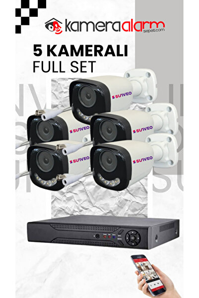 SUNVEO 5 Kameralı 5 Mp Sesli Güvenlik Kamerası Gece Renkli Yüz Ve Araç Tanıma...
