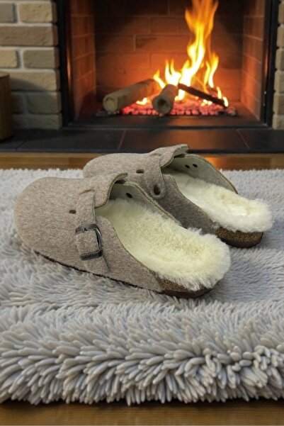 LAND OF CORK LC Talpă anatomică din plută Talpă din blană autentică Papuci unisex din pâslă cu suport pentru arc