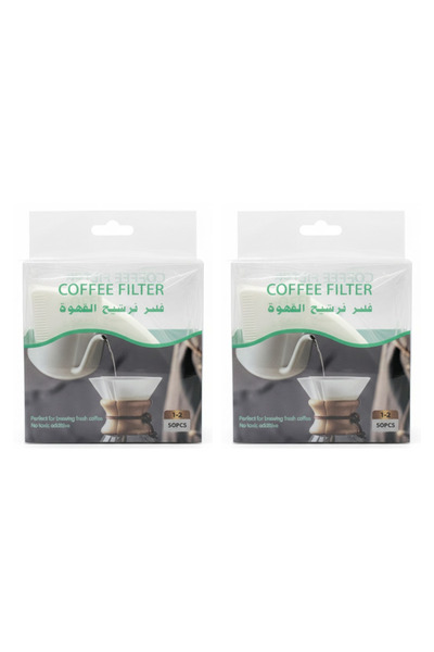 mawfoor فلتر ترشيح القهوة ابيض 1+1مجانا (50+50)حبه حجم وسط