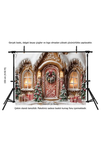 Minimalisfy Magical Gingerbread House Winter Fairy Tale 200X150Cm Studio Backdrop