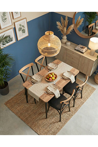 DİLETTO 70x110 Tonet Yemek Masa Takimi Mutfak Masasi 4 Sandalye Masa Takimi A...