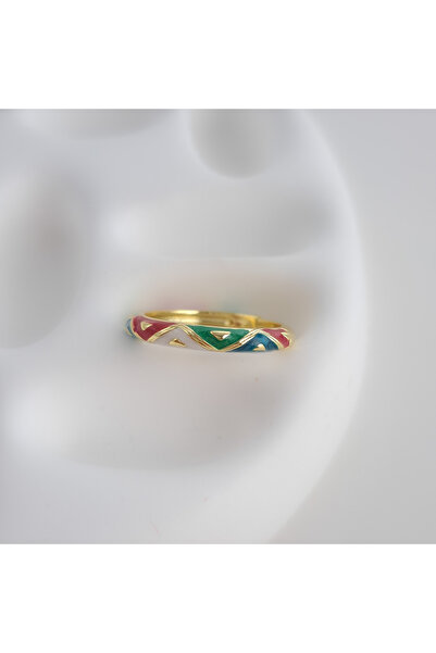 Norevia اشتري 3 واحصل على 2 خاتم مينا متعدد الألوان بنمط متعرج