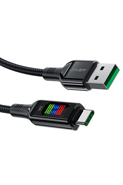Acefast Charging Cable A to USB-C 60W , E-Marker Chip, 3-Color Voltage Indicator, 1.2m Nylon Braided
