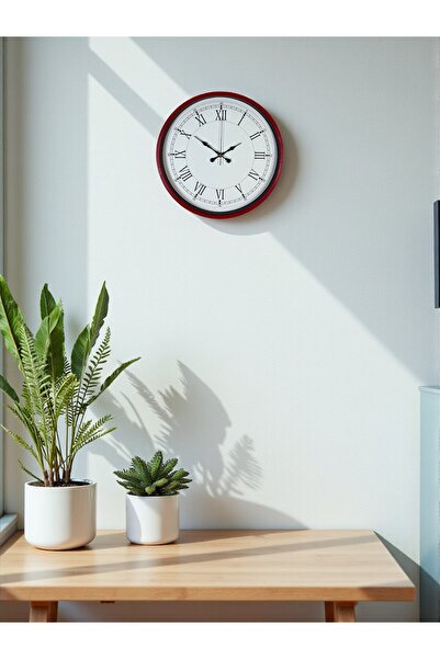 DENİSAM Zentime 36 cm Red Decorative Wall Clock