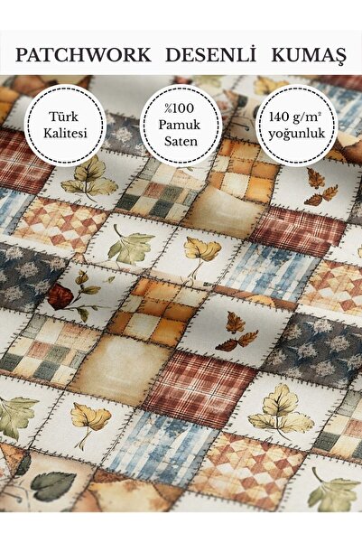 FabricMarket %100 Pamuk Saten Patchwork Kumaş – 155×100 cm – Dikiş ve DIY İçin