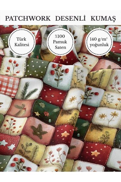 FabricMarket %100 Pamuk Saten Patchwork Kumaş – 155×100 cm – Dikiş ve DIY İçin