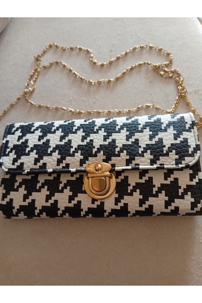 Pervin Ablacım Chain Wallet Purse Black White