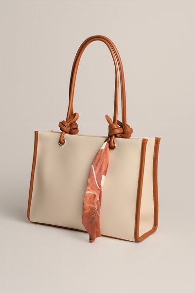 LOREVIE Cream Scarf Shoulder and Hand Bag