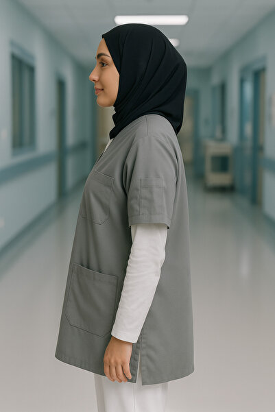 mirach Hijab Scrubs Wide Fit 4 Pocket Long Oversized Model 1. Quality Fabric Comfortable Working Uniform