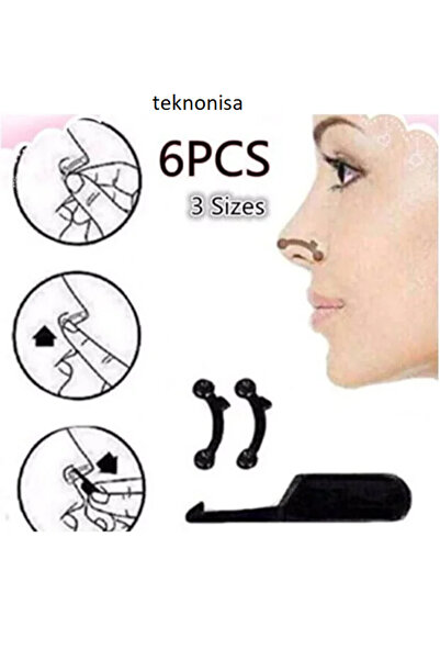 teknonisa Burun Kaldırma Aparatı Pratik Yukarı Kaldırıcı 6 adet siyah