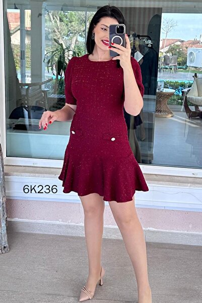 İnce Topuk Flared Skirt with Flounce Sleeves Dress 6K236