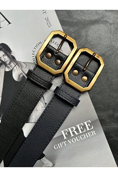 LİA KEMER Pachet de 2 curele cu model cu patru laturi pentru femei, cu catara...