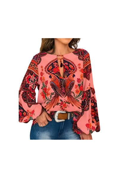 Camasa Boho chic blouse with wide sleeves and exotic print
