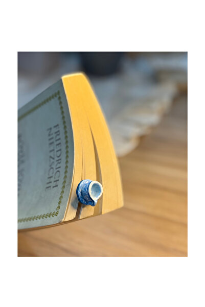 ESMOSELLA El Yapımı Çini Motifli Kahve Fincanı Figürlü Özel Tasarım Kitap Ayracı