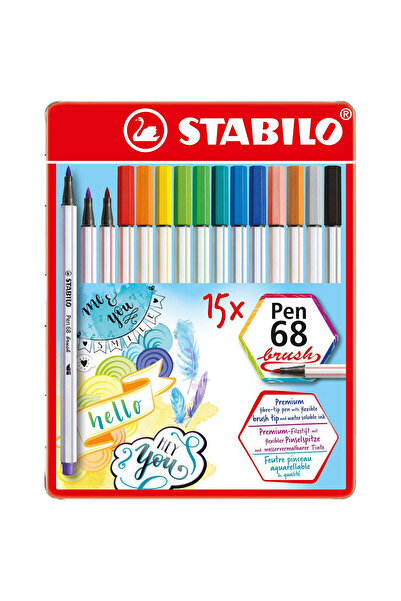 Stabilo Pen 68 Brush, brush-tip, 15 colors / set