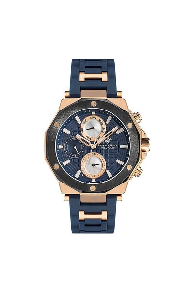 Beverly Hills Polo Club Bp3152X.899 Men's Wristwatch |   44 mm Steel Case, Navy Blue Silicone Band, 10