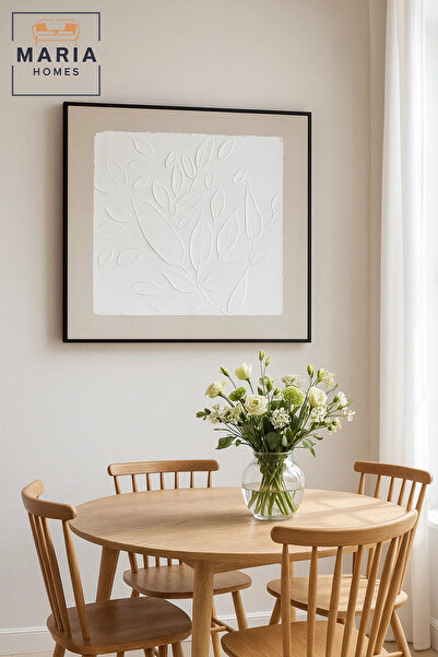 MARIA HOMES Leaf Textured Wall Art – Modern Minimalist Embossed Decor for Living Room, Bedroom 100*100cm