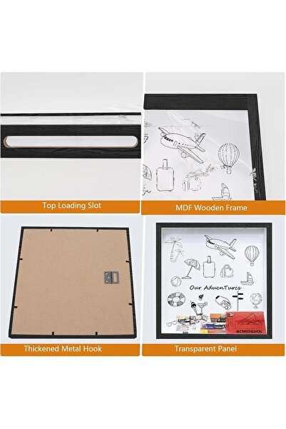 THE WHITE SHOP Adventure Travel Shadow Box (White, 12 x 12)