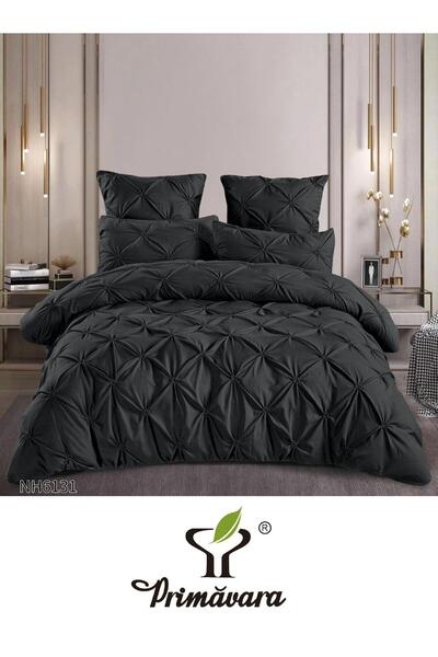 Primavara 6-PIECE DOUBLE BED LINEN IN FINE COTTON WITH EMBROIDERED PLEATS