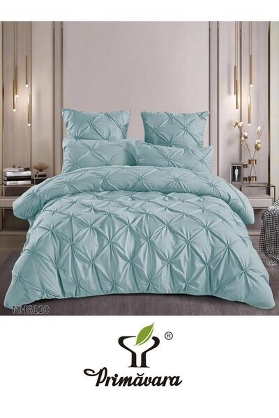 Primavara 6-PIECE DOUBLE BED LINEN IN FINE COTTON WITH EMBROIDERED PLEATS