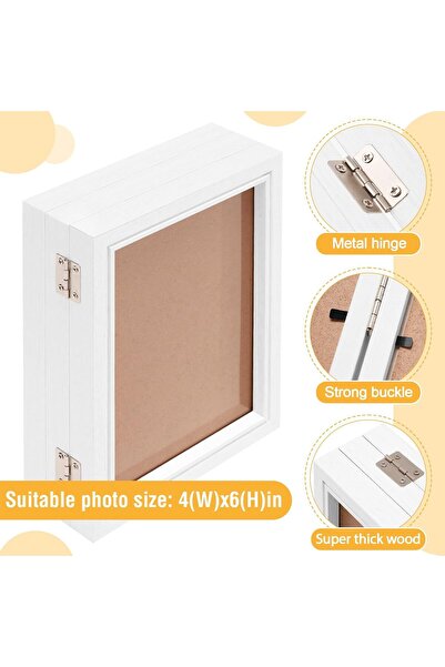 EXCEFORE 4x6 Triple Wooden Hinged Photo Frame (White)