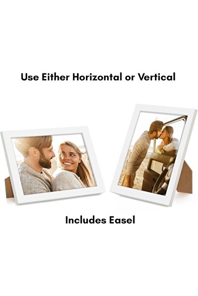 Americanflat 8x10 Picture Frame in White - Engineered Wood with Shatter-Resistant Glass