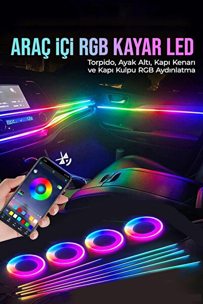 iq elektronik Araç İçi Profesyonel Ambiyans Led Neon 18 Parça 64 Renk Tam Set...