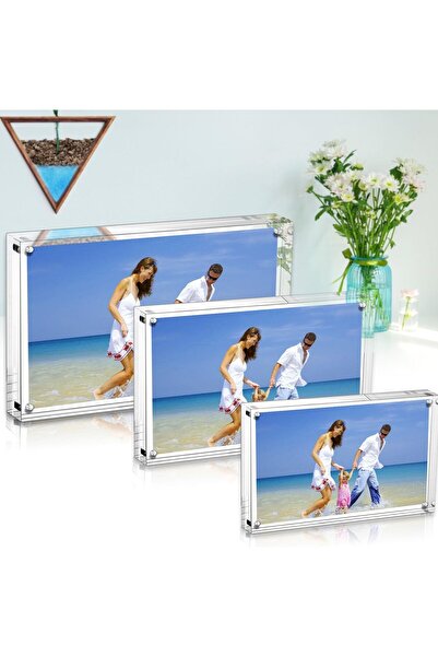 Aputue Acrylic Photo Frame, Double-Sided Magnetic 15x20 cm Frameless Desktop Display