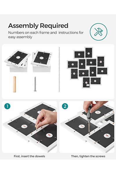 SONGMICS 4x6 Collage Picture Frames, 12-Pack, Cloud White
