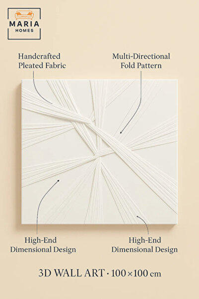 MARIA HOMES White Textured Abstract Wall Art – Modern Minimalist Decor for Living Room, Bedroom & Office 100*100
