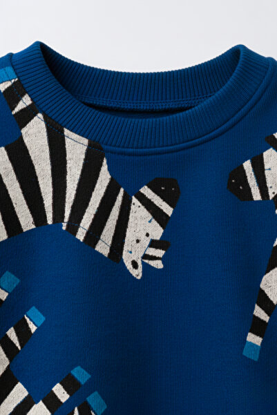 My Kids Wear Boy's Zebra Patterned 3 Thread Non-Sharmond 100% Cotton Tracksuit Set 2-8 Years Old 12323
