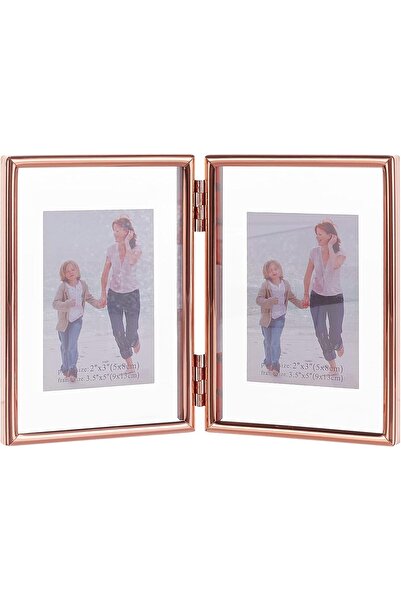 SYOSI Folding Double Metal Photo Frames Double-Sided Glass Frame (3x5 inch)