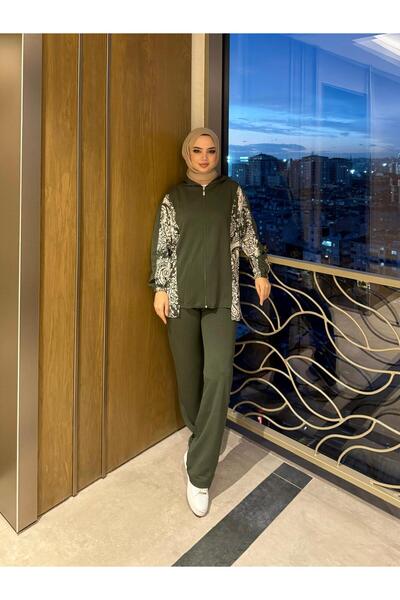 Moda Krash Modal Shawl Pattern Combined Cardigan Set