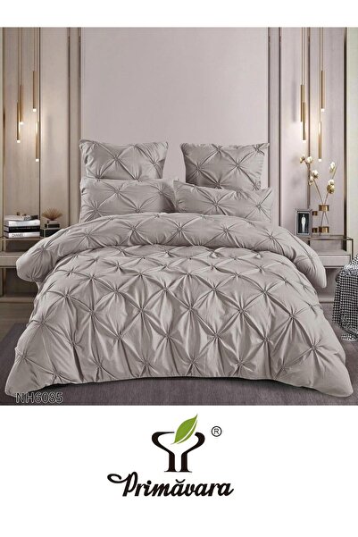 Primavara 6-PIECE DOUBLE BED LINEN IN FINE COTTON WITH EMBROIDERED PLEATS