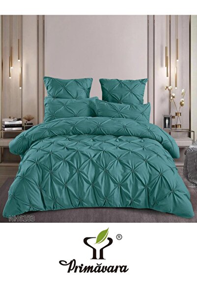 Primavara 6-PIECE DOUBLE BED LINEN IN FINE COTTON WITH EMBROIDERED PLEATS