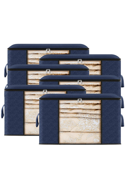 SDEPOT Set of 6 S DEPOT® storage bags, with zipper, size L, blue