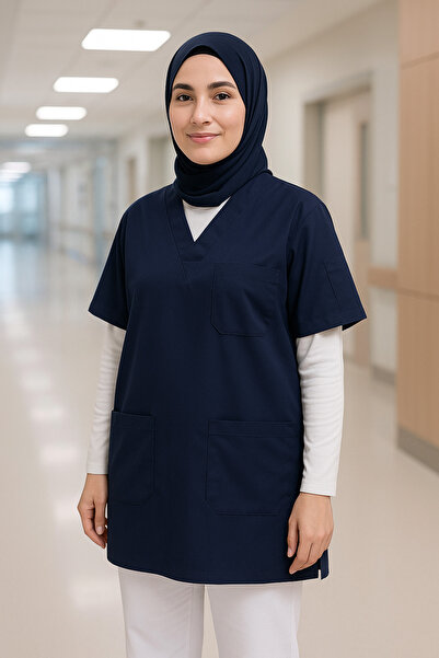 mirach Hijab Scrubs Wide Fit 4 Pocket Long Oversized Model 1. Quality Fabric Comfortable Working Uniform