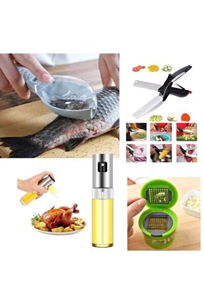 Generic Multi-purpose kitchen tools, including a fish scaler, fast vegetable slicer, cooking oil sprayer, and machine