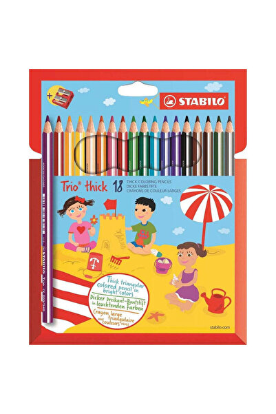 Stabilo Trio Thick colored pencils, 18 colors / set + sharpener